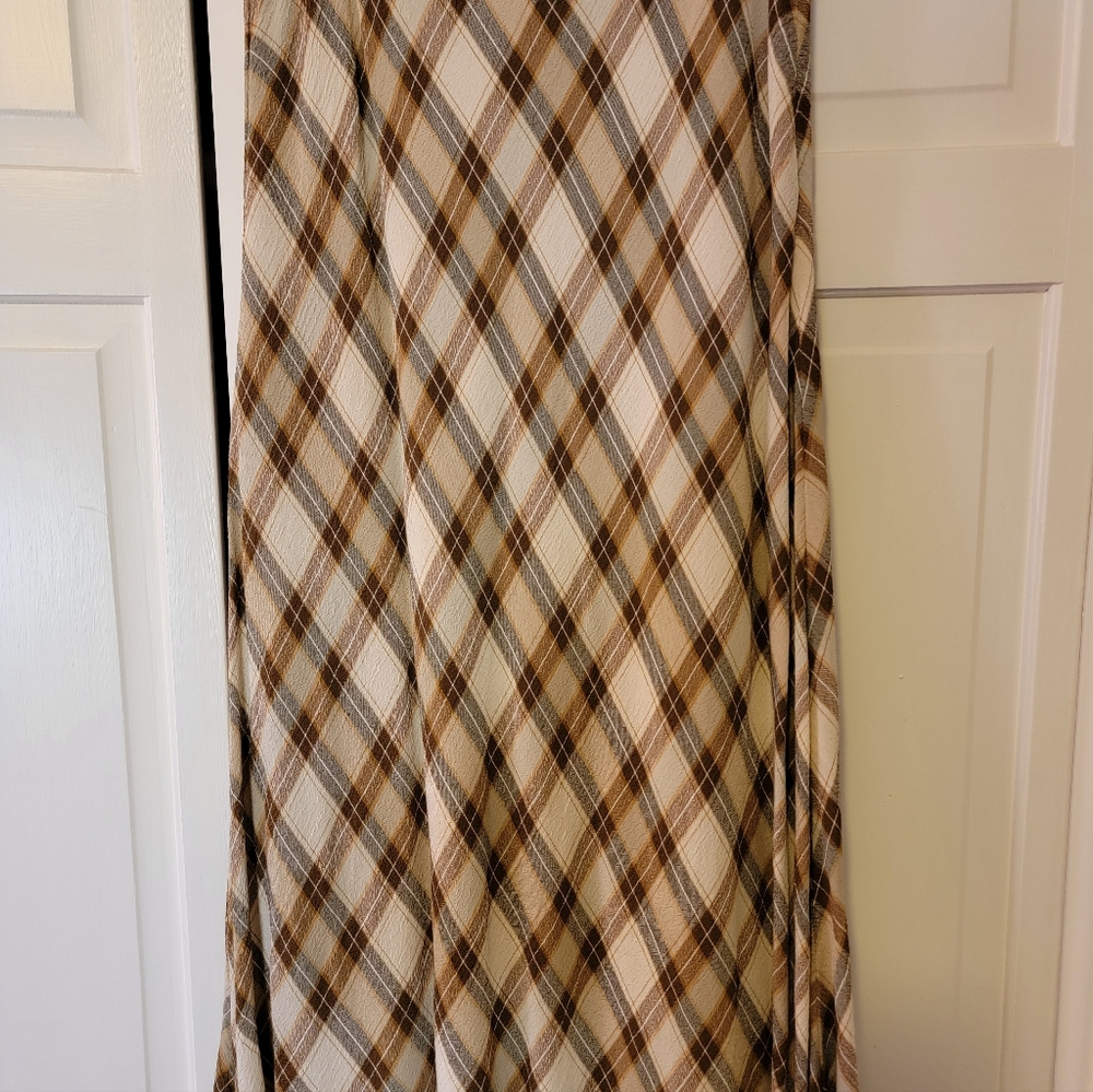 Nipon Studio Women's Plaid Maxi Skirt in Brown and Cream Vintage Size 14 NWT - Picture 4 of 7